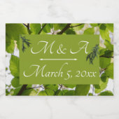 Groen Bladeren Trouwwijn Fles Label Sparkling Wijnetiket (Enkel label)