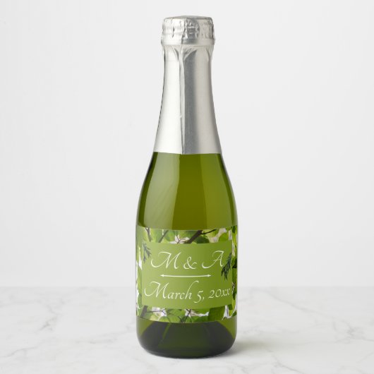 Groen Bladeren Trouwwijn Fles Label Sparkling Wijnetiket (Voorkant)