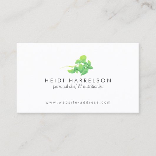 Groen Bladeren Voedingsdeskundige, Holistisch, Nat Visitekaartje (Voorkant)