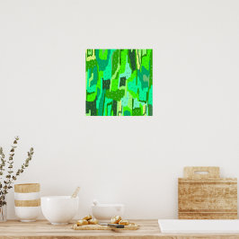 Groen Bladerig Abstract Poster