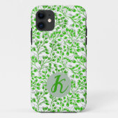 Groen Bladerpatroon Modern Elegeant Monogram Case-Mate iPhone Case (Achterkant)