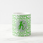 Groen Bladerpatroon Modern Elegeant Monogram Koffiemok (Center)