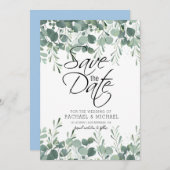 Groen Bladgroen Bewaar de Datum Uitnodiging Sjablo (Voorkant / Achterkant)