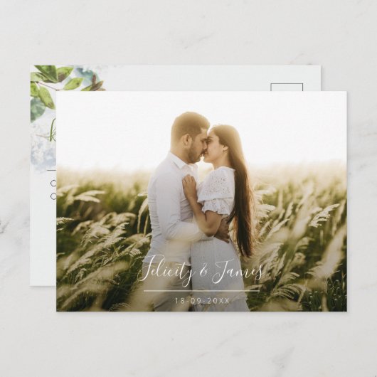 Groen Bladgroen Bloemen Bruiloft RSVP Briefkaart (Voorkant / Achterkant)