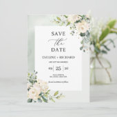 Groen Bladgroen Boho Floral Save The Date Kaart (Staand voorkant)
