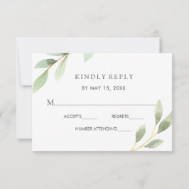 Groen Bladgroen Botanisch Bruiloft RSVP Kaart