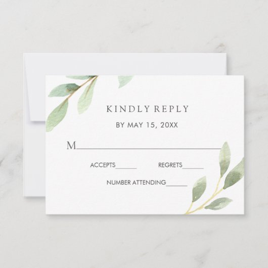 Groen Bladgroen Botanisch Bruiloft RSVP Kaart (Voorkant)