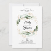 Groen Bladgroen en Goud Verlaagt Graduatie Partij Kaart (Voorkant)