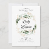 Groen Bladgroen en Goud Verlovingsfeest Kaart (Voorkant)