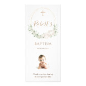 Groen Bladgroen Kruis Engelen Doop Reclamekaart (Achterkant)