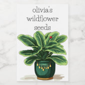 Groen Bladgroen Plant in Groene Pot met Lieveheers Voedselcontainer Etiket (Enkel label)