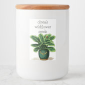 Groen Bladgroen Plant in Groene Pot met Lieveheers Voedselcontainer Etiket (Voorkant)