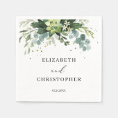 Groen Bladgroen Succulent Bruiloft Servetten Boho (Voorkant)