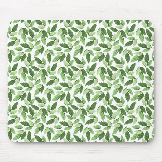 Groen bladpatroon aanpassen muismat (Voorkant)