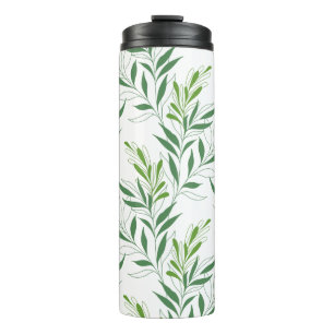 Groen bladpatroon elegant groen en wit thermosbeker