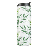 Groen bladpatroon elegant groen en wit thermosbeker (Gedraaid links)