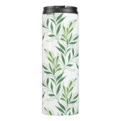 Groen bladpatroon elegant groen en wit thermosbeker (Achterkant)