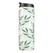 Groen bladpatroon elegant groen en wit thermosbeker (Geroteerd rechts)