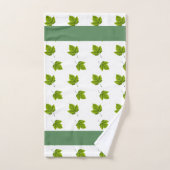 Groen bladpatroon en monogram op wit bad handdoek (Handdoek)