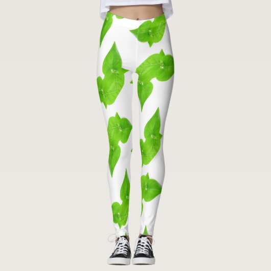 Groen bladpatroon leggings (Voorkant)