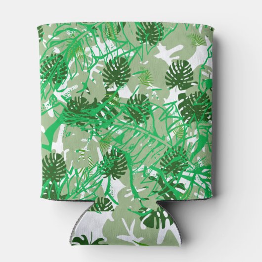 Groen bladpatroon met palm blikjeskoeler (Achterkant)