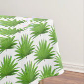 Groen bladpatroon met palm op wit tafelkleed (Voorbeeld)