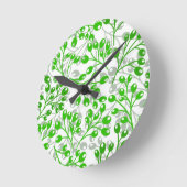 Groen bladpatroon Moderne elegante bessen Ronde Klok (Hoek)