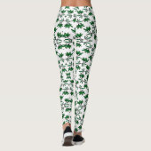 Groen bladpatroon op wit leggings (Achterkant)