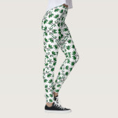 Groen bladpatroon op wit leggings (Rechts)