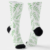 Groen bladpatroon op wit sokken (Gebogen)