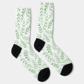 Groen bladpatroon op wit sokken (Rechts)
