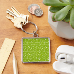 Groen bladpatroon sleutelhanger