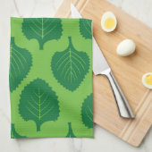 Groen bladpatroon van kruiden theedoek (Quarter Fold)