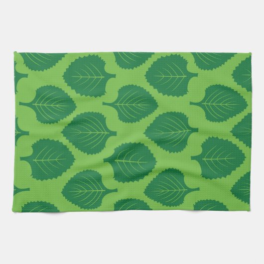 Groen bladpatroon van kruiden theedoek (Horizontaal)
