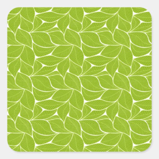 Groen bladpatroon vierkante sticker (Voorkant)