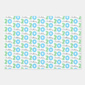 Groen Blauw 20e verjaardag Inpakpapier Vel (Voorkant)