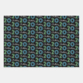 Groen Blauw 20e verjaardag Inpakpapier Vel (Voorkant 3)