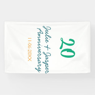Groen blauw 20ste verjaardag naam datum oranje  spandoek