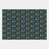 Groen Blauw 30e verjaardag Inpakpapier Vel (Voorkant 3)