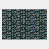 Groen Blauw 40e verjaardag Inpakpapier Vel (Voorkant 3)