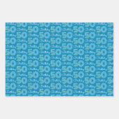 Groen Blauw 50e verjaardag Inpakpapier Vel (Voorkant 2)