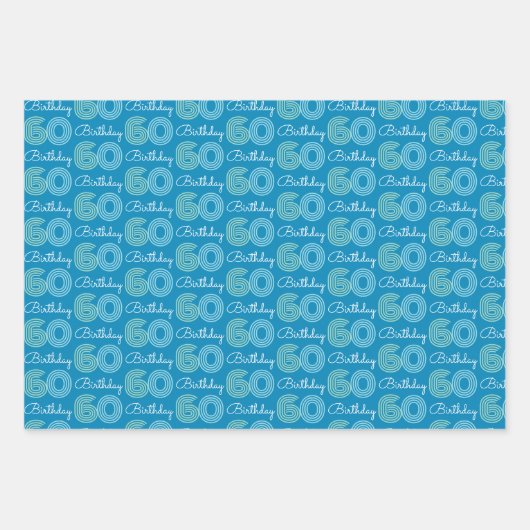 Groen Blauw 60e Verjaardag Wrapping Paper Sheets (Voorkant 2)