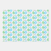 Groen Blauw 60e Verjaardag Wrapping Paper Sheets (Voorkant)