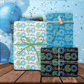 Groen Blauw 60e Verjaardag Wrapping Paper Sheets
