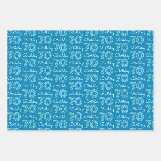 Groen Blauw 70e Verjaardag Wrapping Paper Sheets (Voorkant 2)