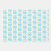 Groen Blauw 70e Verjaardag Wrapping Paper Sheets (Voorkant)