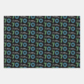 Groen Blauw 70e Verjaardag Wrapping Paper Sheets (Voorkant 3)