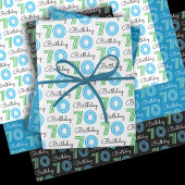 Groen Blauw 70e Verjaardag Wrapping Paper Sheets