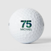 Groen Blauw 75e verjaardag - 75 jaar plaid gift Golfballen (Voorkant)