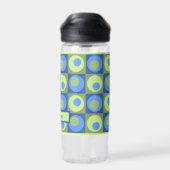 Groen blauw, aangepast puntenlijstthema waterfles (Achterkant)